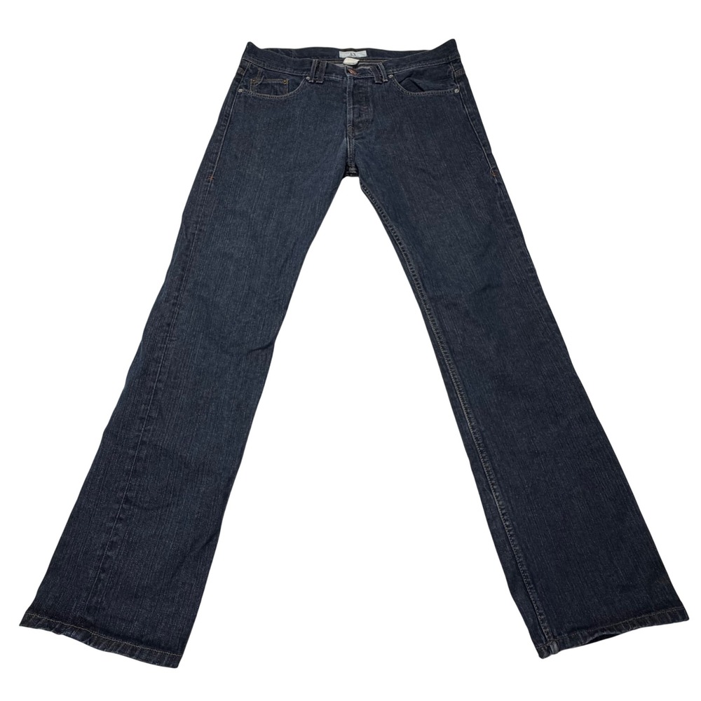 Armani Exchange Mens Dark Wash Straight Leg Rigid Resin Jeans Size 36